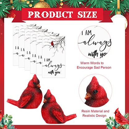 Roowest 18 Pcs Chrismas Cardinal Memorial Gift Set | Include Mini Red Cardinal Bird Statue Figures to Hide, Red Feathered Card, Organza Bag, For Memorial Gift, Christmas Decor