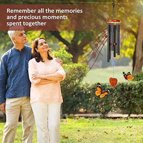 32 Inch Memorial Wind Chimes for Outside, Black Aluminium Chime - size: 32"