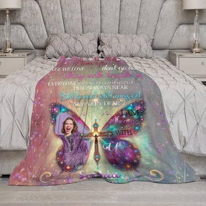 Artsadd Custom Memorial Throw Blanket with Photos, Purple, 30"x40", Polyester, Casual, Lightweight, Perfect for Loss of Loved One, Sympathy Gift, Remembrance, Napping, Camping, Travel, Leisure - color: Memorial-12-103