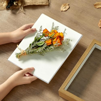 8x10 Shadow Box Frame with Thickened Acrylic Panel & Pins - color: Wood Color+foam Back+foam Packaging, size: 8x10