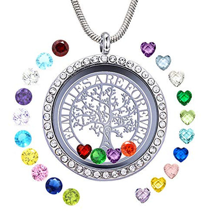 GOKING Family Tree of Life Floating Locket, Familes Are Forever Necklace - color: Silver (Treeoflife 03)
