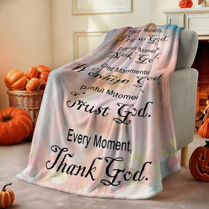 COMFAR Christian Multicolor Letter Print Throw Blanket, 50" x 60" - color: Bible1, size: 50" x 60"