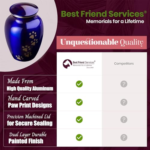 Ottillie Legacy Sapphire/Pewter/Vert Urn, up to 65lbs - color: Pure Blue, Vertical Pewter Paws, size: Medium