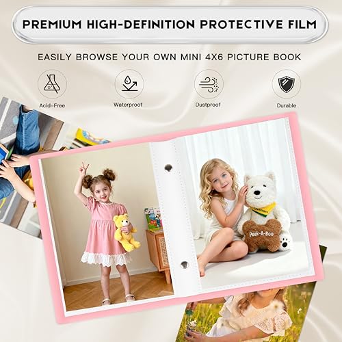 Ruibytree 2 Pack Small Photo Albums 4x6 Pictures, 104 Photos Total, Pink - color: Pink