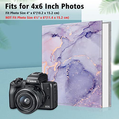 Fintie Photo Album 4x6 Photos - 600 Pockets Large Capacity Albums Book | Vegan Leather Cover, 4X6 Picture Keepsakes, Family/Wedding/Travel Memory Book, Baby/Kids/Boys/Girls Gift, Lilac Marble - color: Lilac Marble