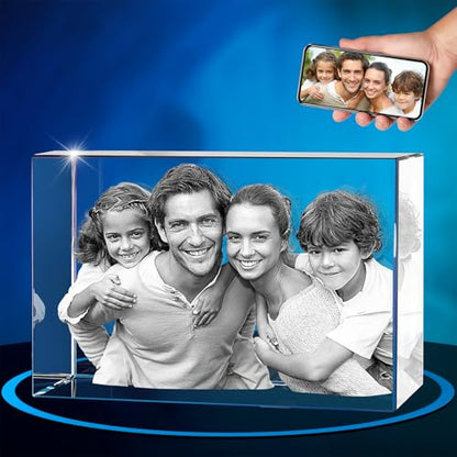ArtPix 3D Crystal Photo, Personalized Gifts for Women, Wife, Mom, Her, Him, Men, Great Customized Gift With Your Own Photo - Anniversary, Wedding, Birthday - Custom Glass 3D Laser Etched Picture Frame - color: Landscape, size: Large