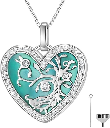 Urn Necklaces for Ashes - 18K & 24K Memorial Pendant & Cremation Jewelry for Human Ashes - Keepsake Necklace for Women to Hold Ashes of Loved Ones with Funnel Filler - color: Blue