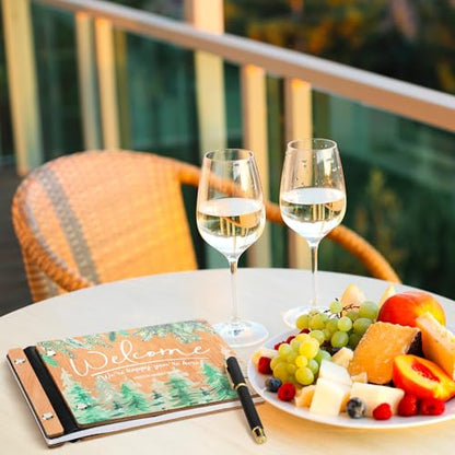Skyygemm Vacation Rental Guest Book with Pen, Welcome Cabin Wooden Book - style: Welcome