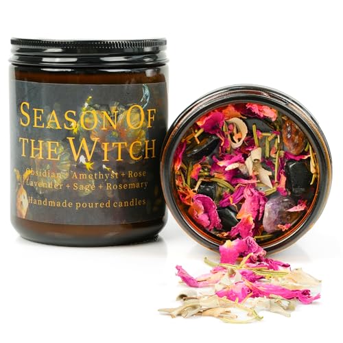 Season of The Witch Candle, Samhain Mabon Pagan Sabbat, Honoring The Craft Spirit Thinning Veil Crystal Intention Ritual Spell Witchy Gift. (Season of The Witch) - style: Season of the witch
