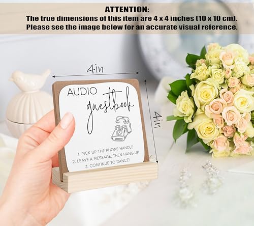 Audio Guest Book Sign, Wedding Signs for Ceremony and Reception, Bridal Shower Centerpieces for Tables, Marriage Reception, Bridal Shower Party Favors, Wedding Sign with Wooden Base - color: audio guestbook