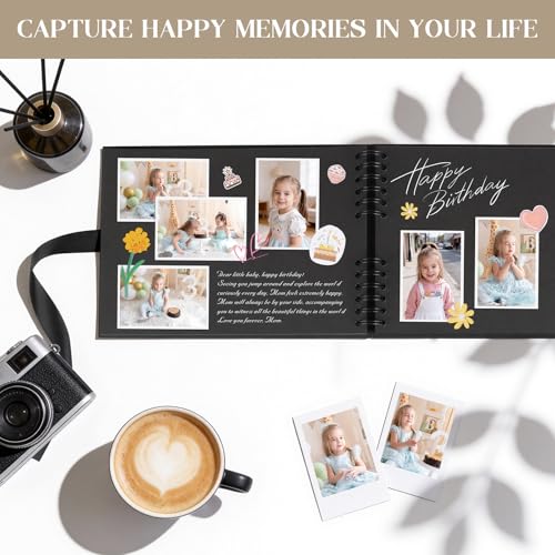 INNOCHEER Photo Album - Self Adhesive 80 Black Pages, Large Scrapbook Wedding Guest Book for DIY Anniversary Travel Memory Scrapbooking (Black 8X12) - color: Black 8X12