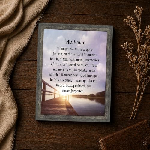 Memorial Gifts for Loss of Husband, Sympathy Gift, His Smile In Memory of Loved One, Picture Frames for Sympathy Gift Baskets, Bereavement Gifts for Loss of Father, Loss of Son Condolence Gift, 2182BW | Sympathy Gifts for Loss of Loved One, Memorial Gifts