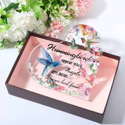 Yulejo Red Cardinal Memorial Gift Acrylic Heart Sympathy, Flower Style - style: Flower Style