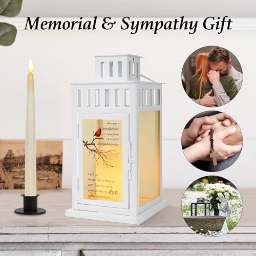 Memorial Lantern Bereavement Gifts Sympathy Gifts Beautiful Memories Personalized LED Candle Lantern, White - color: White