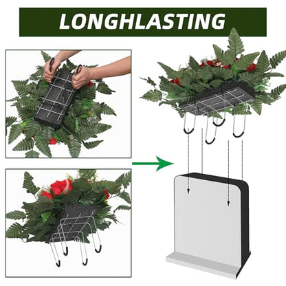 Wocst Headstone Flower Saddle,Large Artificial Cemetery Flowers for Grave Artificial Roses Daisy Saddle for Cemetery Headstone (Yellow) - color: Yellow