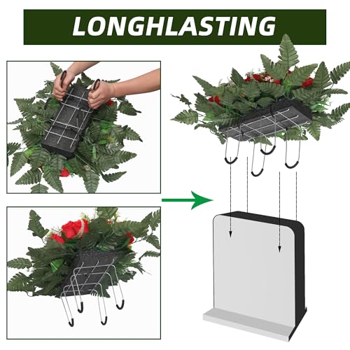 Wocst Headstone Flower Saddle,Large Artificial Cemetery Flowers for Grave Artificial Roses Daisy Saddle for Cemetery Headstone (Yellow) - color: Yellow