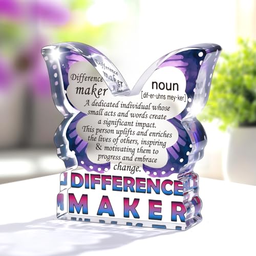 Thank You Gifts for Mentor Teacher Coach Boss Lady, Boss Gifts for Women, Difference Maker Gifts for Women Coworker Staff Employee Bosses Day, Appreciation Motivational Decorative Signs Plaques - style: Difference Maker