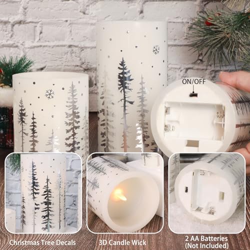 Crystal Club Christmas Flameless Candles, Holiday LED Candles - style: Silver Christmas Tree