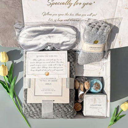 AHAGIFTREE Gift Basket Gifts for Women,11PC Birthday,Sympathy,Surgery Recovery Gifts Women,Get Well Soon After Surgery ,Condolences Basket for Loss,Sympathy - color: Grey