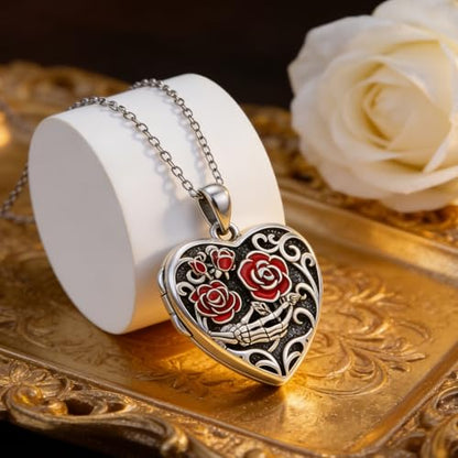 Personalized Heart Locket Necklace That Holds Pictures 925 Sterling Silver Custom Photo Lockets Necklaces Jewelry Gifts for Family Women Lover - color: Rose, style: Locket Only