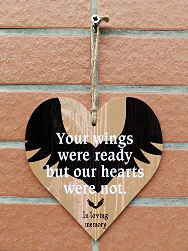 CARISPIBET Your Wings were Ready but our hearts were not. In loving memory Decorative Sign for Loss of Loved One Memorial Wall Art Gift for Bereavement 5" x 5"
