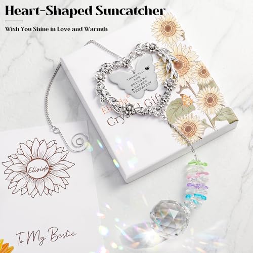 Best Friend Friendship Suncatcher Gifts for Women, Bestie Crystal Ornament | Indoor Window Hanging Decor Gift for Best Friend, Unique Heart Shaped Sun Catcher for BFF Birthday, Graduation, Farewell - style: Friendship Gift