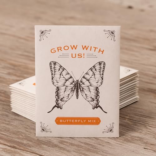 Bentley Seeds Grow with Us Pre Filled Butterfly Mix Seed Packets - 25 Individual Assortment Butterfly Mix Seed Packs for Party Favors Non-GMO Eco-Friendly Summer to Fall Gift - Outdoor Garden Seeds - style: Grow with Us