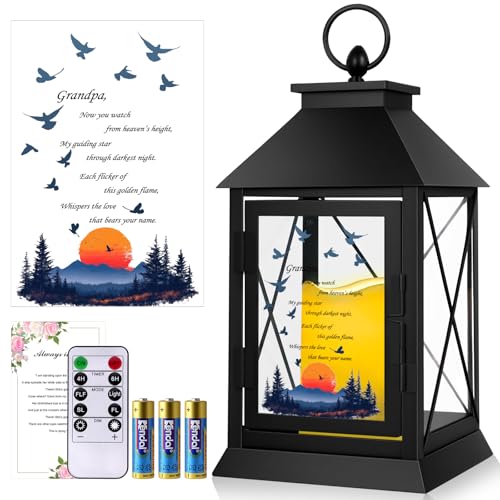 Memorial Candle Lantern with Flickering LED Candle and Remote Control Bereavement Sympathy Gifts in Memory for Loss of Grandpa Remembrance Gift (Grandpa) - color: Grandpa