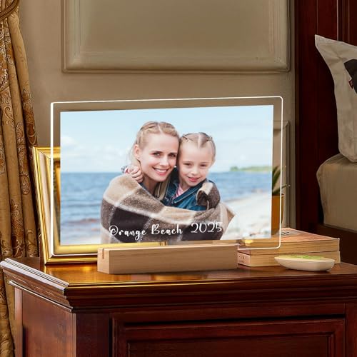 LOUISMIAA Custom Picture Frames,Personalized Photo Frame with Night Light,Customized Picture Frame,Personalized Anniversary Birthday Valentine's Day Gifts for Women Men Mom Same Day Shiping - color: Style 2