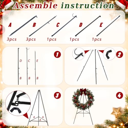 Detachable Christmas Metal Wreath Stands for Cemetery-2 Pcs 36 Inch - color: 2PCS Black, size: 36 Inch