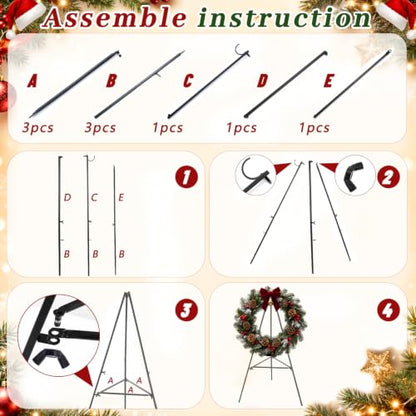 Detachable Christmas Metal Wreath Stands for Cemetery-2 Pcs 36 Inch - color: 2PCS Black, size: 36 Inch