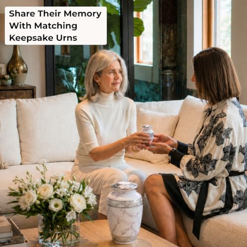 GR8 Keepsakes Classic White Marble-Finish Cremation Urn Set - color: White
