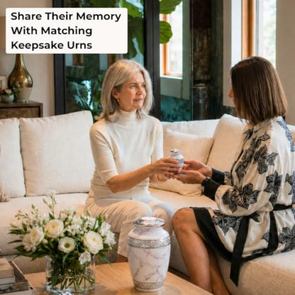 GR8 Keepsakes Classic White Marble-Finish Cremation Urn Set - color: White