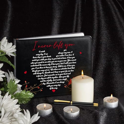 Yingzhao Memorial Funeral Guest Book with Pen 144 Pages Cardinal Funeral Guest Sign in Book for Memorial Service Celebration of Life Party Supplies in Loving Memory(Heart) - style: Heart
