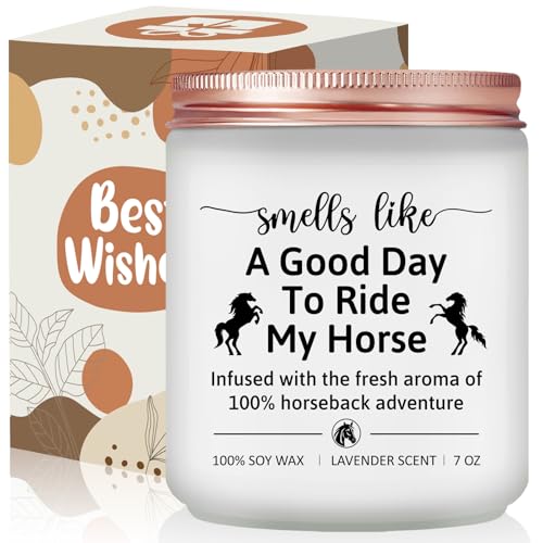 Horse Gifts for Women, Girls, Men - Cool Gifts for Horse Lovers, Riders, Equestrian, Riding - Equestrian Decor Presents - Lavender Scented Candle - color: Horse Lovers Gifts