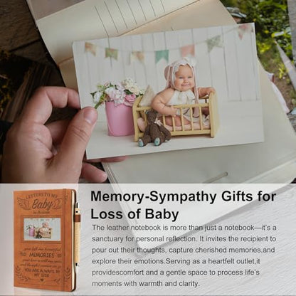 Memorial Gifts for Loss of Baby - Letters to My Baby in Heaven Grief Journal & Pen, Leather A5 Notebook with Photo Cover, Sympathy Bereavement Gifts for Loss of Babies, Angel Baby Child Loss Miscarriage Gift for Mothers Parent - style: Baby