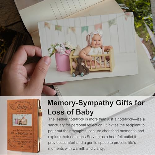 Memorial Gifts for Loss of Baby - Letters to My Baby in Heaven Grief Journal & Pen, Leather A5 Notebook with Photo Cover, Sympathy Bereavement Gifts for Loss of Babies, Angel Baby Child Loss Miscarriage Gift for Mothers Parent - style: Baby