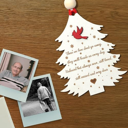 Cardinal Memorial Christmas Ornament, Those We Love Don't Go Away, They Walk Beside Us Everyday, in Loving Memory, Bereavement Christmas Ornament Wooden, Sympathy Gifts for Loss of Loved One (S07) - style: S07