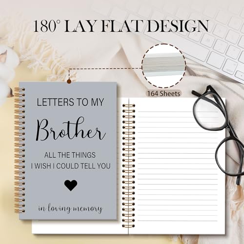 OINDADE Loss of Brother Sympathy Gifts Grief Notebook Journal, Letters to My Brother in Heaven Journal, Memorial Notebooks Gifts for Loss ofBrother, In Loving Memory Sympathy Gifts, 6x8.2In - color: brother