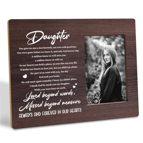 Grieving Gift for Loss of Daughter, Wood Picture Frame for Tabletop Display, Sympathy Gift, Bereavement Condolence Gifts for Loss of Daughters, Daughter Memorial Photo Frame Holds 4x6 Inches Photo - color: Grieving Gift for Loss of Daughter