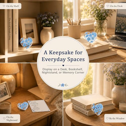 Pocket Hug Gift for Loss of Loved One, Forget Me Not Memorial Keepsake Card with Acrylic Forget Me Not Heart, Bereavement Sympathy Gift, Father’s Day Remembrance Gift, Thinking of You Grief Support Gift for Friend Family