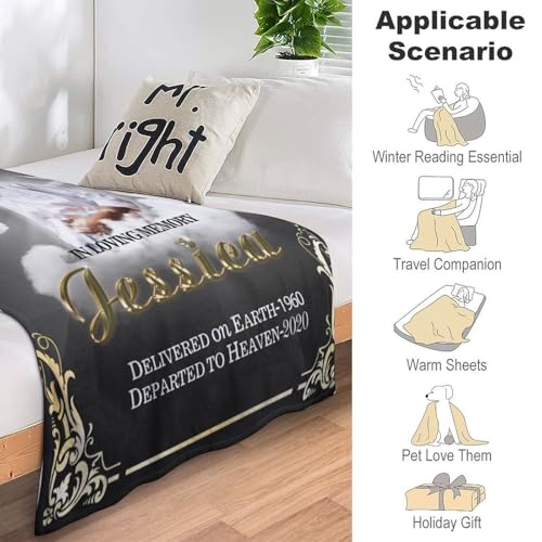 Custom Memorial Grave Blanket for Loss of Loved One - Personalized Funeral Blanket in Loving Memory, Bereavement Gift - color: A-12