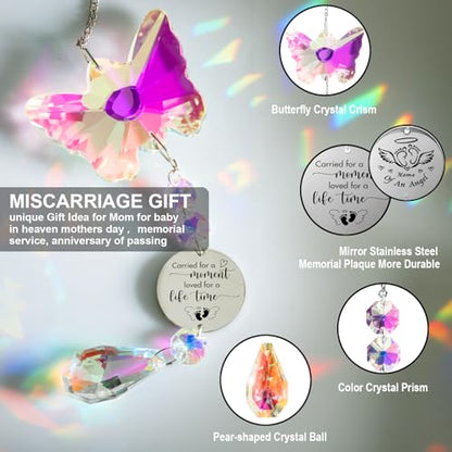 Butterfly Suncatcher Memorial Sympathy Gifts for stillbirth Infant,Baby Pregnancy Loss, Miscarriage Keepsake Gifts for Mothers Dad Mom Parent - color: Angle Baby