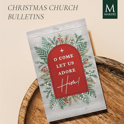 O Come Let Us Adore Him Christmas Church Bulletins Church Bulletin Package Of 100 - Welcome The Congregation, Share Church Info & Services On Quality Church Bulletin Paper - General Worship Bulletins - style: O Come Let Us Adore Him Christmas