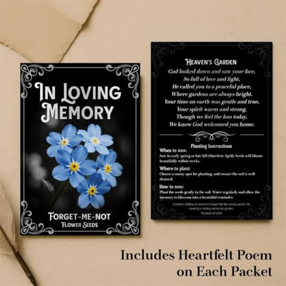 90Pack Forget Me Not Seeds Bulk, Memorial Seed Packets for Funeral Favors - size: 90Pack