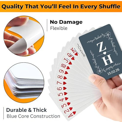 Personalized Deck of Playing Cards - Custom Monogram with Name Initials - Wedding, Anniversary, Party & Event Favors – Guest Book Alternative - Style 1 - color: Back Monogram - Style 1