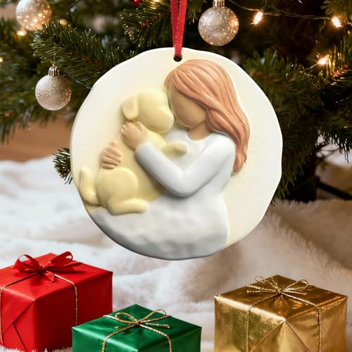 3D Dog Christmas Ornaments 2026 for Christmas Tree Decorations - Puppy Christmas Ornament Dog Mom Gifts for Women, Family, Friends - Girl Loves Dogs Resin Decoration, Meaningful Pet Keepsake Gift - style: Dog & Girl