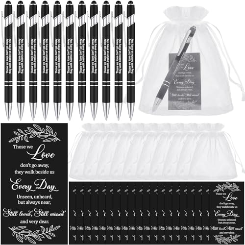 Yeaqee 150pcs/50set Funeral Favor Pen Poem Card for Guests, Black, Elegant - color: Black, style: Elegant