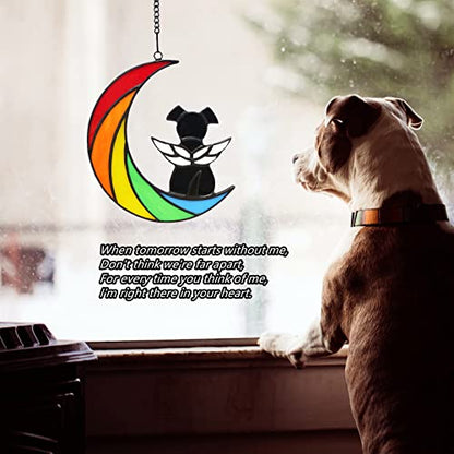 Stained Glass Rainbow Bridge Dog Memorial Gifts for Loss of Dog Sympathy Remembrance Suncatcher, Angel Wings Pet Loss Bereavement Gifts in Memory of Pet Passing Away Window Hanging. - color: Rainbow - B