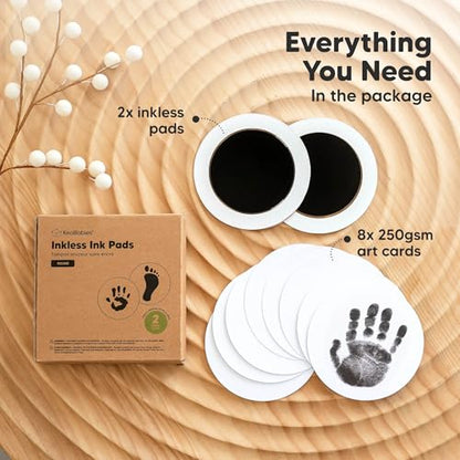 2pk Inkless Baby Hand and Footprint Kit Mess Free Ink Pad (Jet Black, Round) | Round Size, Newborn Keepsake, Dog Nose, Paw Print Kit, Clean Touch Ink Pads, Baby Handprints Footprints Kit, New Mom Gifts - color: Jet Black, size: 2-Pack, Round 3.4" x 3.4"